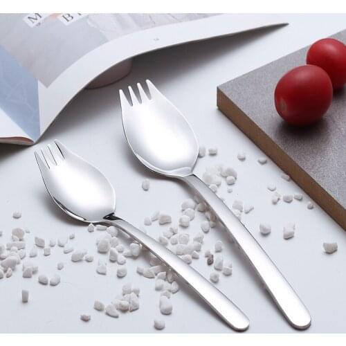 Spoon Fork Long Handle Salad Spoon Reusable Steel Spork Gold Dessert Spoons Outdoor Picnic Dinnerware 19*3.5cm