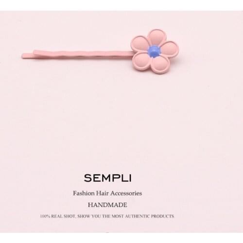 5 Colors Hair Clip Metal baking varnish for Women Girl Candy Flower Candy Color Barrettes Stick Hairpin Hair Styling Accessories