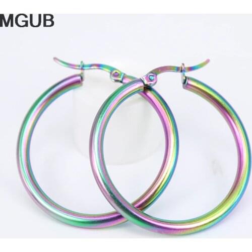 3MM wide Multi-size Fashion Women Girl Trendy Large Hoop Earrings Big Smooth Circle Loop Earrings Stainless Steel Jewelry LH827