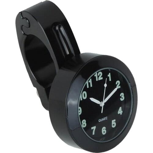 Motorcycle Clock Watch Aluminum CNC Motorbike Handlebar Mount Clock with Buckle Silver Black Waterproof Universal