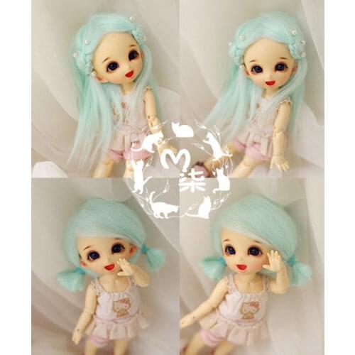New 1/12 3-4 inch 9-10cm 1/8 4-5 inch 12cm 14cm BJD Water Blue Plush fabric Wig For PukiFee lati Doll Antiskid BJD Doll Wig