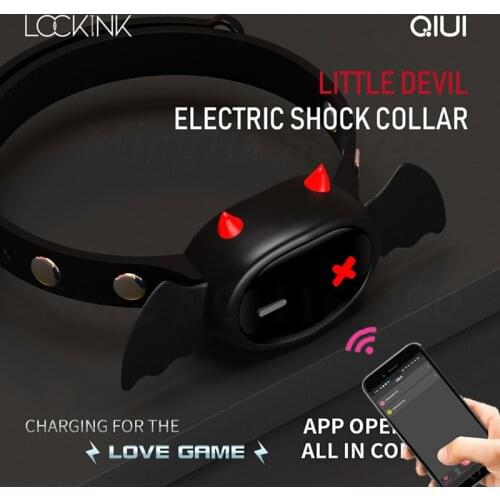 QIUI APP Remote Control Electric Shock Devil Collar Neck Choker Restraint Chastity Belt BDSM Adult Games Sex Toys For Women Men