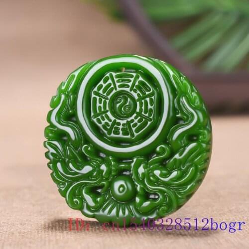Green Jade Dragon Pendant Charm Carved Jadeite Gifts Chinese Amulet Jewelry Natural Women Fashion Necklace