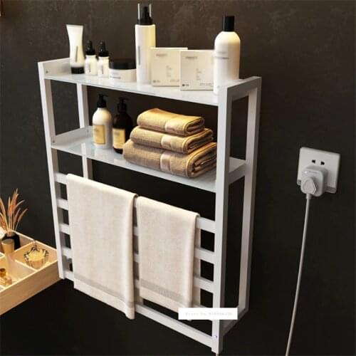 V-102 Wall Mounted Electric Heating Towel Rack With Storage Rack Intelligent Towel Warmer Smart Fast Drying Heated Towel Rail