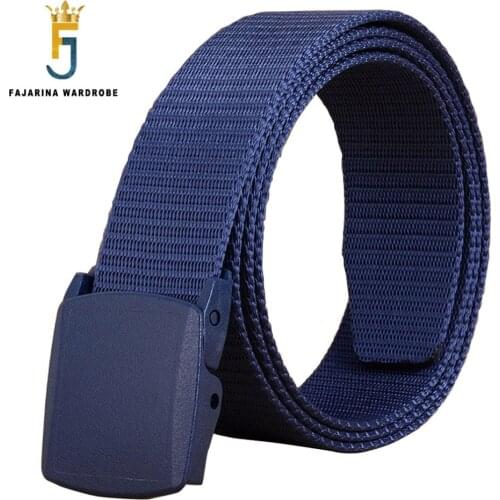 FAJARINA Unisex Quality Blue Plastic Smooth Buckle Canvas Automacit Styles Straped Nylon Belts for Men 95-125cm Length CBFJ0028
