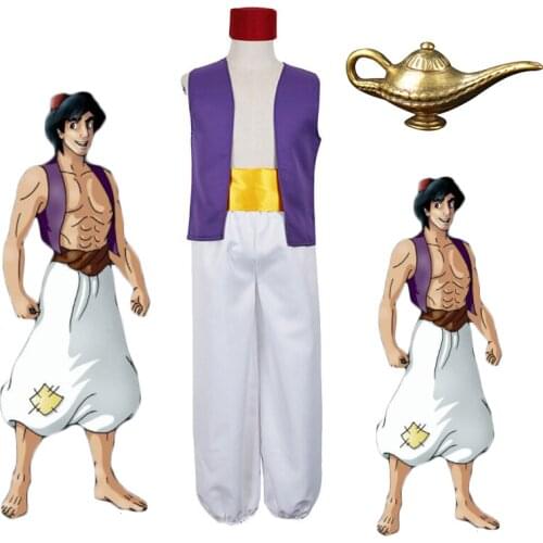 Adult Kids Aladdin Lamp Prince Men Aladdin Costume Halloween Anime Cosplay Fancy Dress Adam Prince Costumes