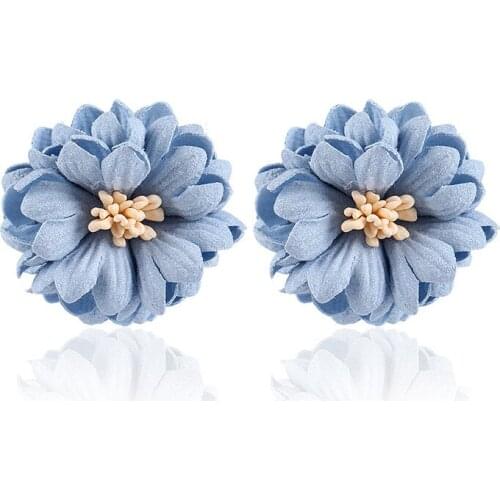 Hot New Elegant Sweet Flower Stud Earrings for Women Fashion Cute Pink and Blue Color Earring Jewelry Bijoux