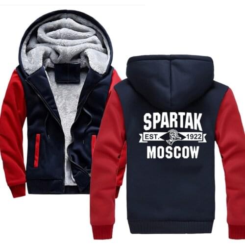 Spartak moscow Hoodies Winter Camouflage Sleeve Jacket Men Thicken Fleece warm Sweatshirts
