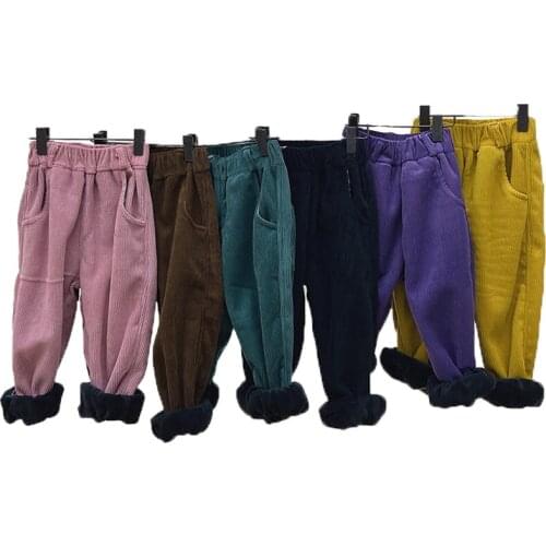 Winter Boys Pants Corduroy Children Clothing For 4-10 Years Autumn Girls Trousers Boys Harem Pants Kids Thick Warm Fleece Pants