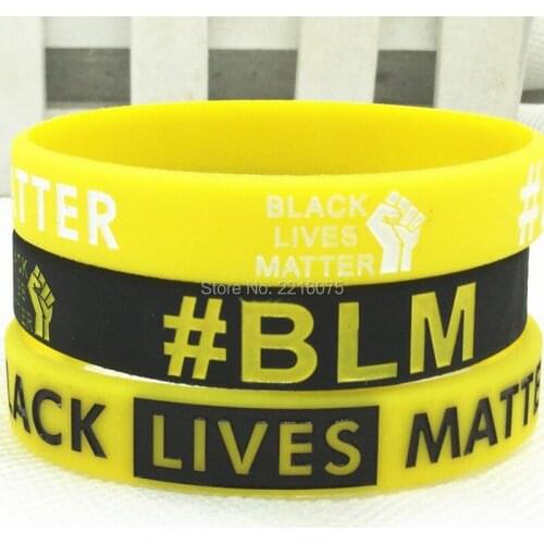 100pcs Filled Ink Black lives matter #BLM wristband silicone bracelets free shipping by ePacket