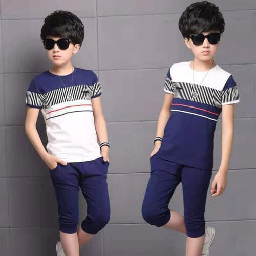 2020 New Summer Children Clothes 2 Colors Baby Boys Clothes Sets 3T 4 5 6 7 8 9 10 11 12 Years Baby Boy Summer Clothes
