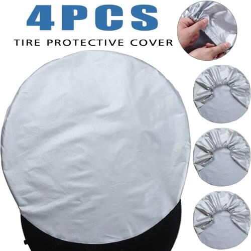 4pcs 27-29 Inch Waterproof Oxford Car Tire Covers RV Trailer Camper Tyre Anti-dust Sunproof Protector Bag White Parts