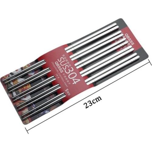 5 Pairs Stainless Steel Chopsticks Set Non-slip Chinese Metal Chopsticks Reusable Food Sticks Sushi Tableware Kitchen Utensils
