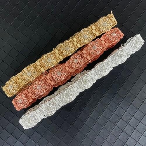 Algerian Trendy Abaya Girdle Gold Plated Ethnic Bridal Dress Belt with Gold Middle East Musilm Wedding Accessories