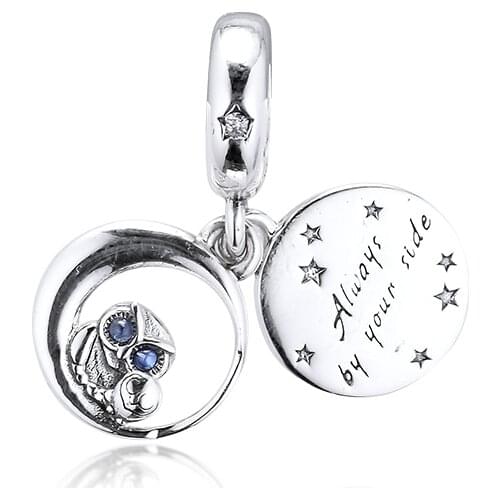 Beads S925 Silver Fit Pandora Original Bracelet Owl Always by Your Side Charm For Jewelry Making DIY Men Women Gift 021063