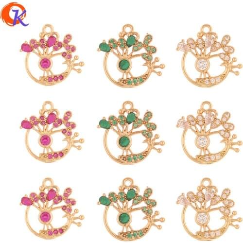 Cordial Design 50Pcs 15*15MM Jewelry Accessories/DIY Earrings Making/Peacock Shape/Hand Made/Earrings Connectors/CZ Charms