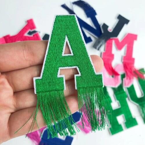 Color Letter Tassel Patch Alphabet Embroidery Applique For T-shirt Sew On Garment Accessories Clothes Decoration Name Patches