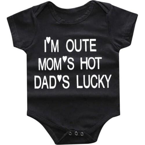 Cotton Newborn Infant Baby Boy Girls Short Sleeve Romper Letter Printed Jumpsuit Clothes Outfits