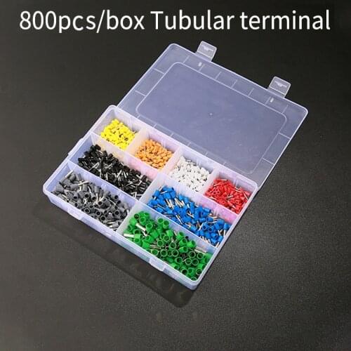 800pcs Cold-pressed Terminals Wire Connector Block 8 kinds Tube Insulating Crimp Terminal Ring Terminals Plug