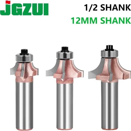 1/2"&12MM Shank Industr-Grade Corner Round Woodworking Milling Cutter Trimming Knife Edge Trimmer 4 Teeth Wood Router Bit