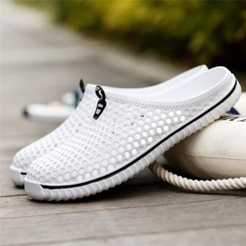 Summer Men Mesh Sandals Beach Shoes Casual Female Shoes Personality Baotou Sandals Hole Shoes Ultra-light Breathable Couple