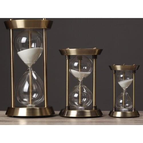 Retro metal time hourglass pendulum timer Sand Timer Wooden Hour Glass Clock Home Decoration Decor Gift