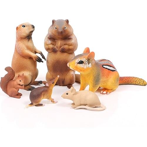 Simulation Wild Animal Model groundhog,chipmunk,opossum,Mouse,Little squirrel Action Figure Figurine Collection Cute Toy
