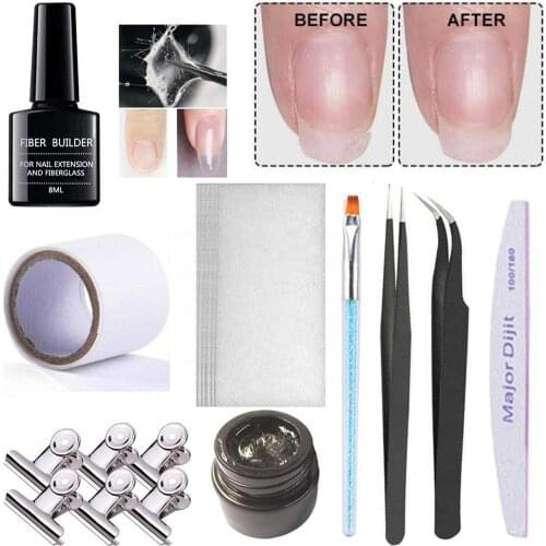 Nail Extension Fiberglass Gel Kits Repair Nail Glue Silk Fiberglass Tweezers Nail Builder Nail Art Set For Salon Manicure Tools