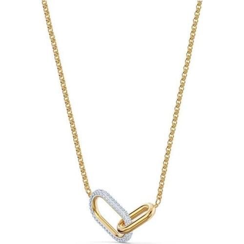 Yellow Gold Charm Geometric Zircon Copper Necklace Fashion Clavicle Link Chain Necklace For Lover Girlfriend