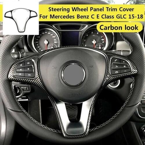 Steering Wheel Panel Cover Trim for Mercedes Benz W213 W205 X253 C E GLC 2014-2017 (Carbon Fiber Texture)