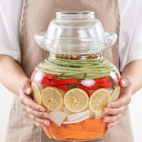 Transparent Glass Pickle Jar Korea Pickled Bottle Food Sealed Storage Container Kimchi Jar Radish Chili Vegetable Pickling Jars