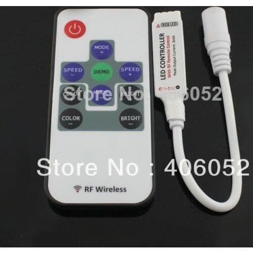 9 Keys Mini RF Wireless 5-24V RGB remote controller for LED module and LED strip lights, Untra slim, 144W output 100set/lot