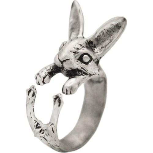 Adjustable Vintage Hippie Chic Handmade Rabbit Bunny Animal Knuckles Rings for Women Girls Charm Gift Fashion Jewelry