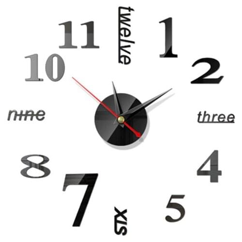 Home Decoration Salon Modern DIY Large Wall Clock Living Room Acrylic 3D Mirror Stickers Wall Decor Watches Quartz Movement