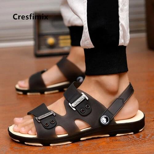 Male Classic High Quality Light Weight Brown Peep Toe Comfort Buckle Strap Sandals Men Fashion Blue Sandals Sandalias E5756