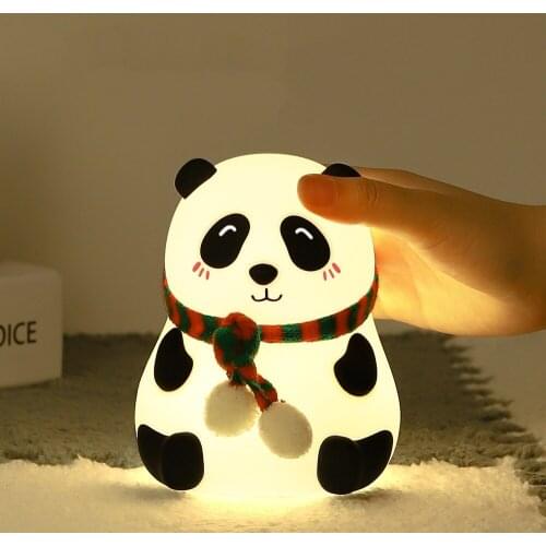 Silicone Panda Lamps Touch Sensor Baby Night Light LED Kids7 Colors USB Children Night Lights Rechargeable LED Beside Dropship