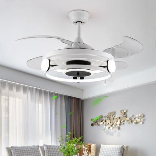 Modern ceiling fan with lights for living room dining room invisible fan Led ceiling fan 42inch fan lamp