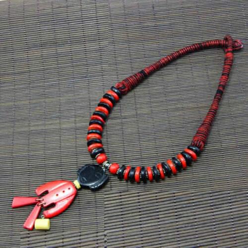 TNL435 Tibetan Jewelry Tibet Colorful Black Red yak bone Gilr Pendatns Necklaces