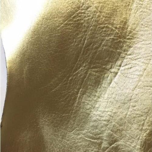 Quality Genuine Matallic Gold Calfskin Leather Fabric with natural vein for Making Shoe ,Handbag, 0.9-1.1mm ,Free Shipping