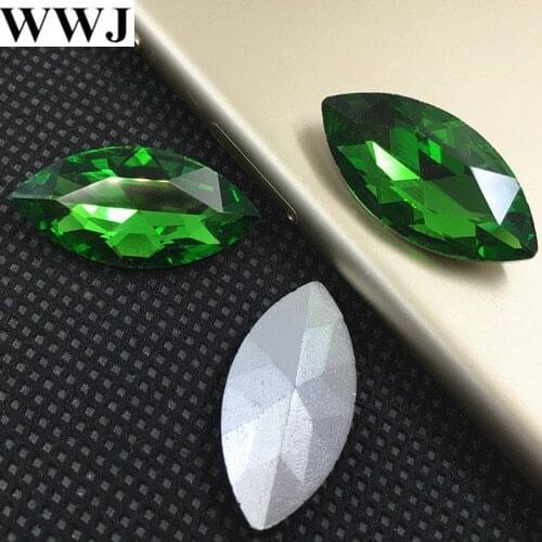 Grass green Color Navette Fancy Stone Horse Eye Glass Crystal For Jewelry Making3x6mm4x8mm5x10mm ,7x15mm,9x18mm,13x27mm,17x32mm