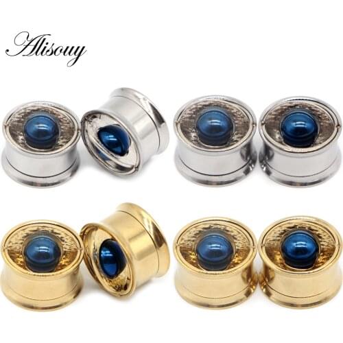 Alisouy 2PCS Screw Planet orbit Ear Plugs Tunnels Stainless Steel Expander Flesh Gauges Fashion Piercing Body Jewelry Gift
