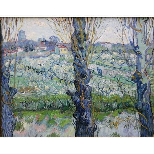 Home Decoration Wall Art Painting View of Arles, Flowering Orchards, 1889 Vincent Van Gogh Oil Reproductions for Living Room