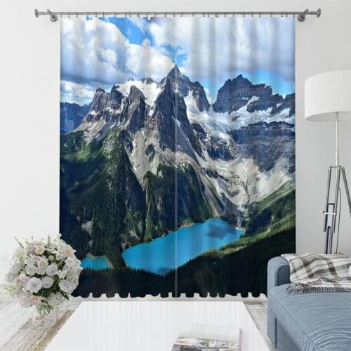Blue Snow mountain curtains Bedroom living room windproof thickening blackout fabric 3d curtains