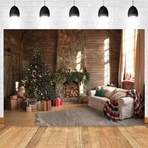 Merry Christmas Backdrop Living Room Wood House Baby Birthday Vinyl Photography Background For Photo Shoot Photozone Photophone