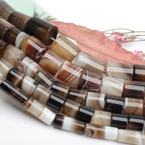 High Quality Smooth Natural Banded Agates Stone Column Shape Necklace Bracelet Jewelry DIY Gems Loose Beads 38cm wk16