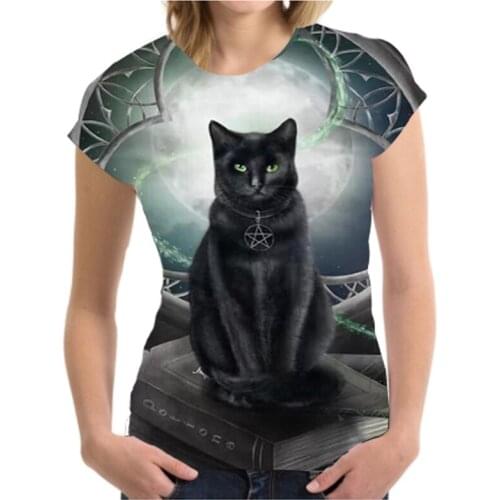 Street Leisure T-shirt Female Harajuku Product New Pattern Womens Tops and New Arrival 2022 Plus Size Kitten Crew Neck