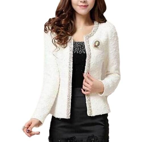 New style autumn coat women casual beading diamond long-sleeved short jackets women
