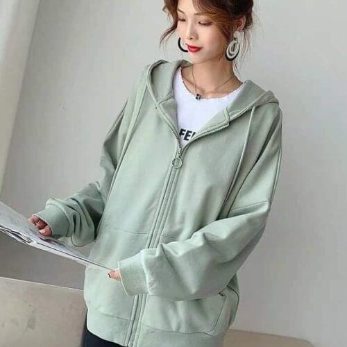 Spring Autumn Women Hoodies Goth Aesthetic Sweatshirt Harajuku Zipper Clothes Casual Loose Pocket Cute Hoodie for Teenager Girls