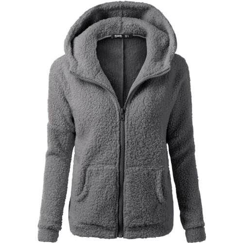Women Hooded Sweatshirt Winter Warm Zipper Coat Pockets Hooded Outwear Womens Casual Solid Sweatshirt Ropa de mujer Plus Size