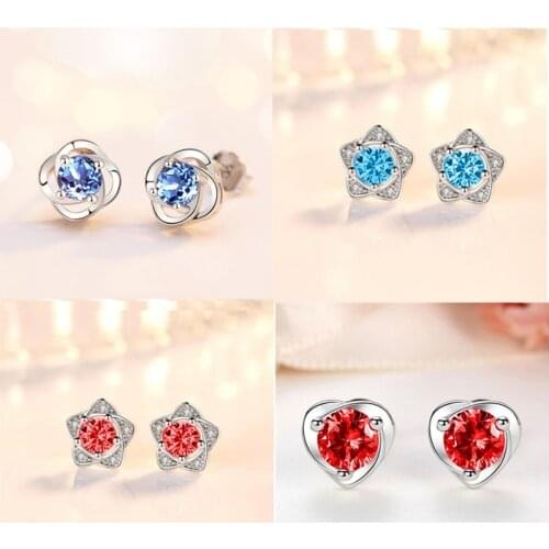 AIYANISHI 925 Sterling Silver Stud Earrings High Quality Woman Fashion Jewelry New Peach Blossom Sona Diamond Hot Sale Earrings